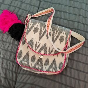 Elegant Gray and Pink Crossbody Bag